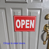 Open (White Letters on Red) Sticker OR Magnet