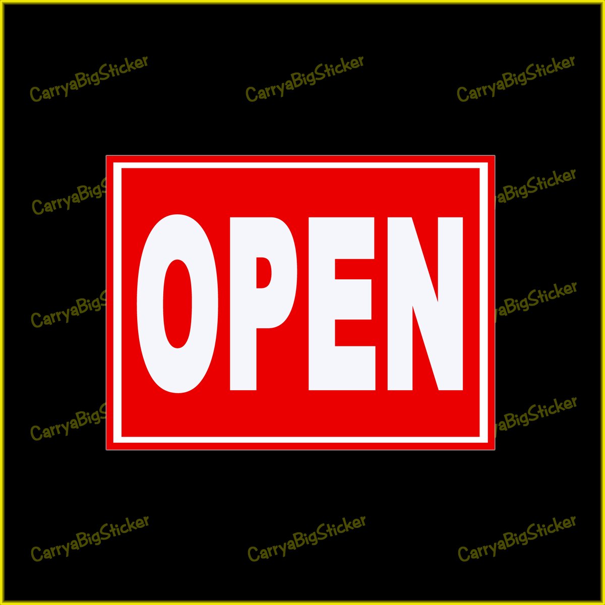 Open (White Letters on Red) STICKER or MAGNET – CarryaBigSticker