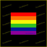Bumper Sticker or Bumper Magnet shows rainbow colored stripes in a rectangular shape.