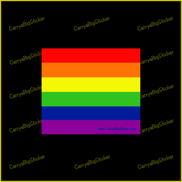 Bumper Sticker or Bumper Magnet shows rainbow colored stripes in a rectangular shape.