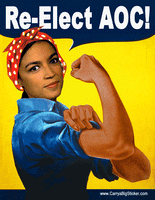 Re-Elect AOC! Rosie the Riveter Poster-Style Bumper Sticker OR Bumper Magnet